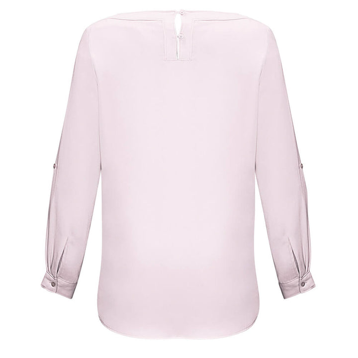 Biz Collection S828LL Womens Madison Boatneck Blouse Long Sleeve Blush Pink