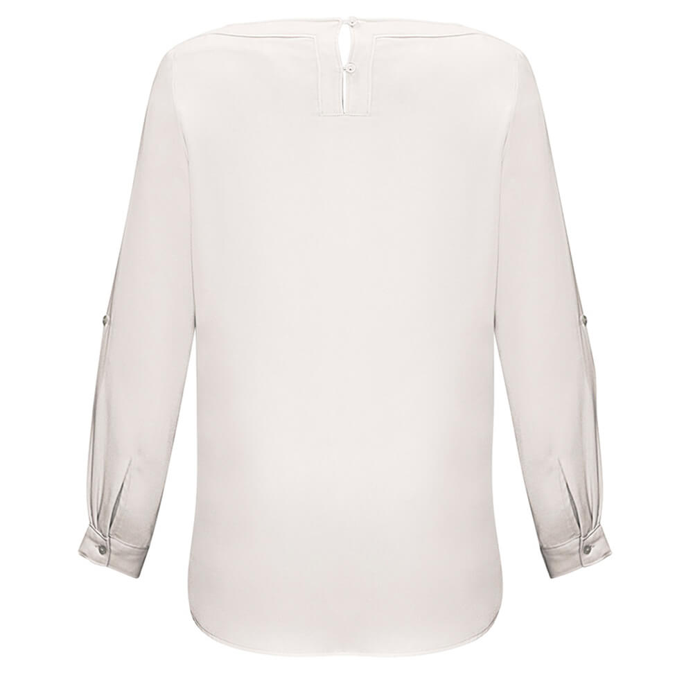 Biz Collection S828LL Womens Madison Boatneck Blouse Long Sleeve Ivory