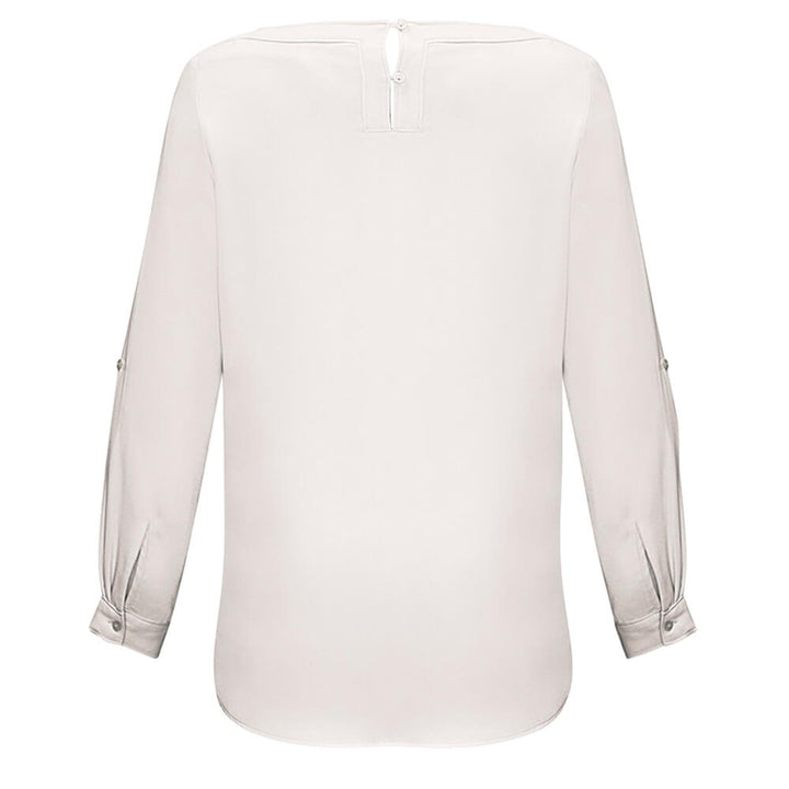 Biz Collection S828LL Womens Madison Boatneck Blouse Long Sleeve Ivory