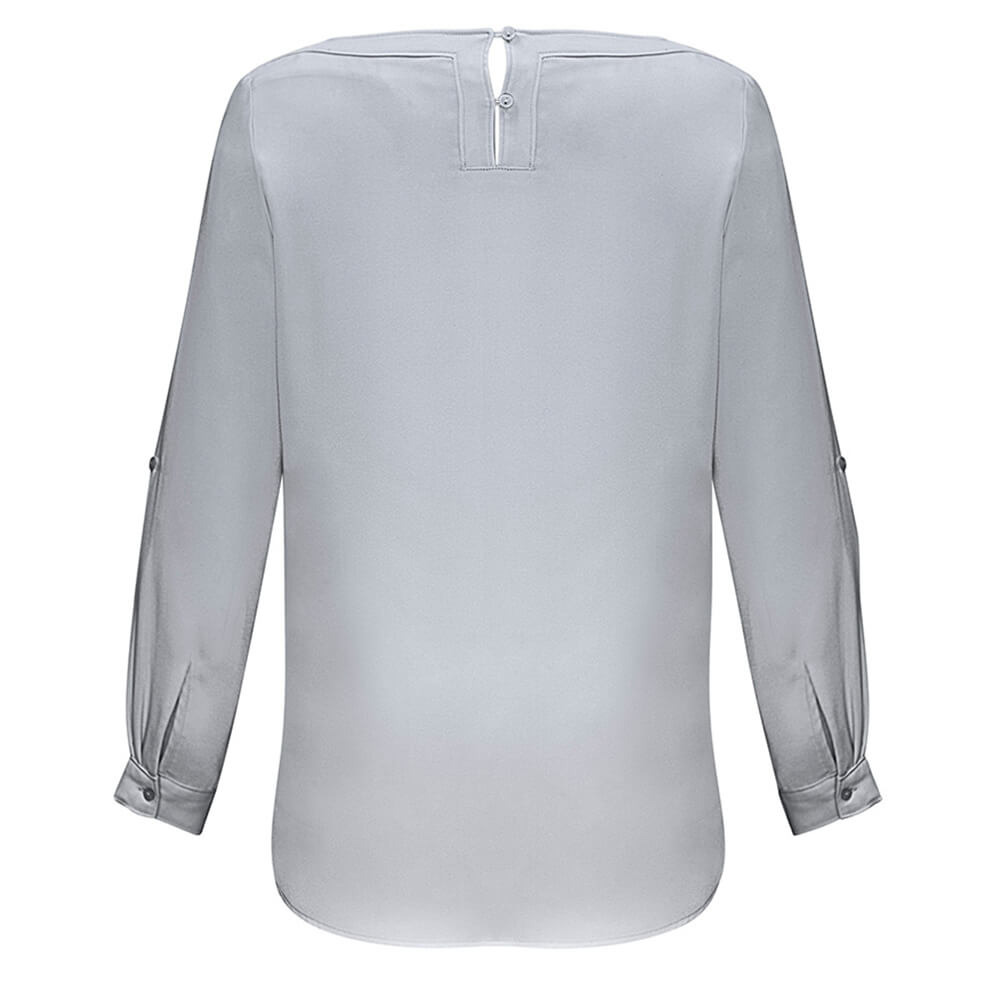 Biz Collection S828LL Ladies Madison Boatneck Blouse Long Sleeve Silver Mist
