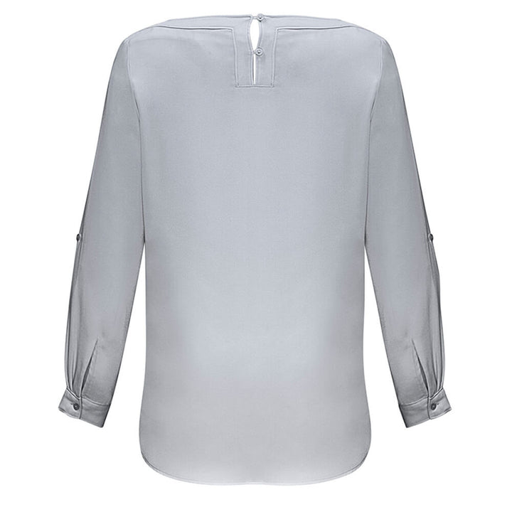 Biz Collection S828LL Ladies Madison Boatneck Blouse Long Sleeve Silver Mist