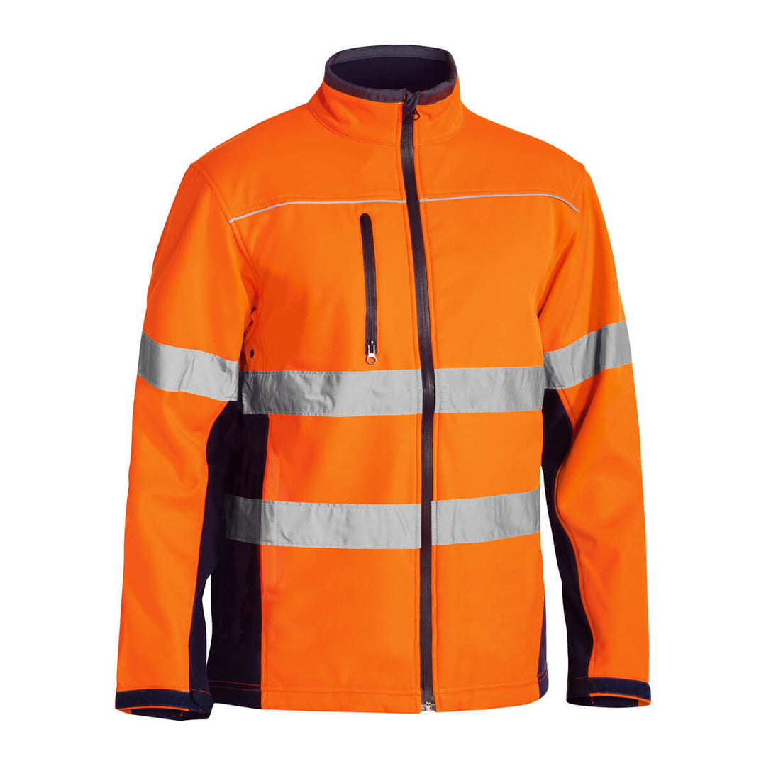 Bisley BJ6059T Hi-Vis Taped Soft Shell Jacket Yellow/Navy View 01