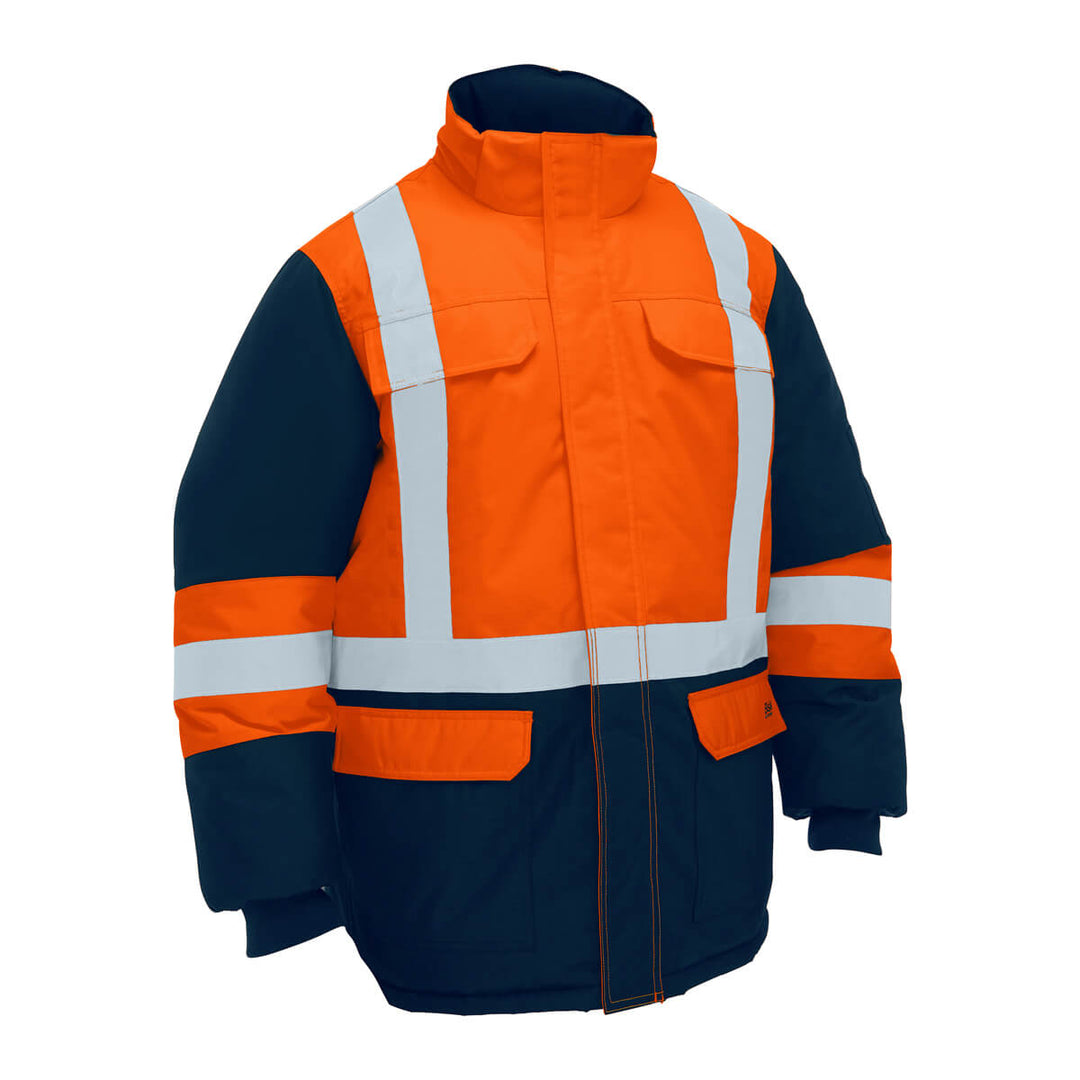 Bisley BJ6454HT H Taped Hi Vis Freezer Hooded Jacket Orange/Navy