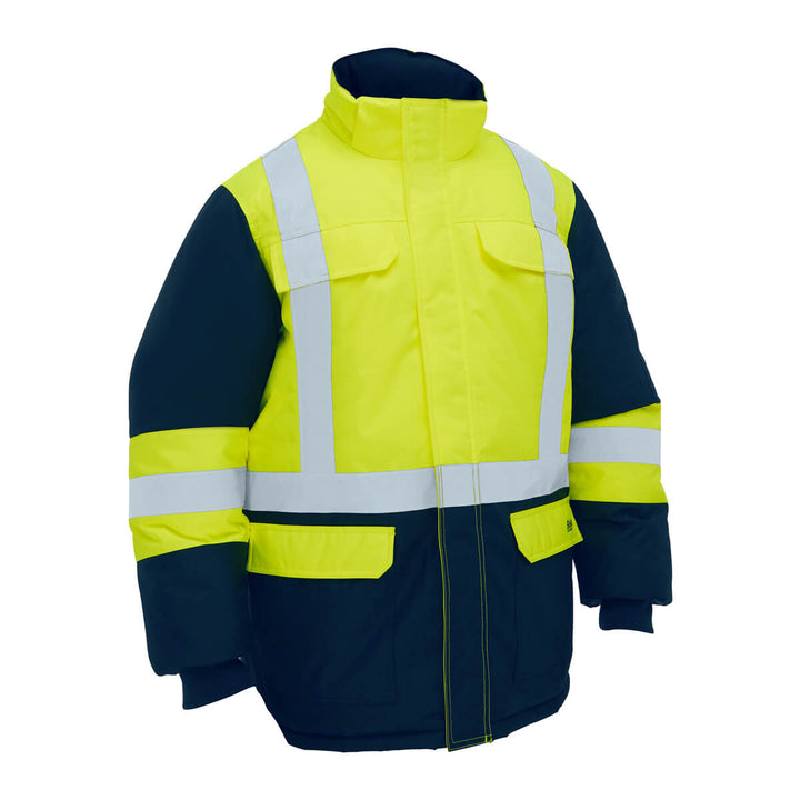 Bisley BJ6454HT H Taped Hi Vis Freezer Hooded Jacket Yellow/Navy