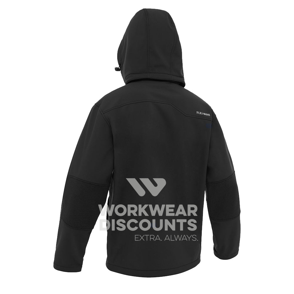 Bisley BJ6570 Hooded Soft Shell Jacket Black Back Hood Up