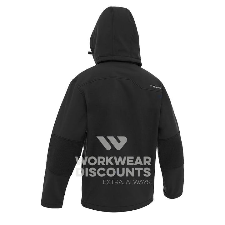 Bisley BJ6570 Hooded Soft Shell Jacket Black Back Hood Up