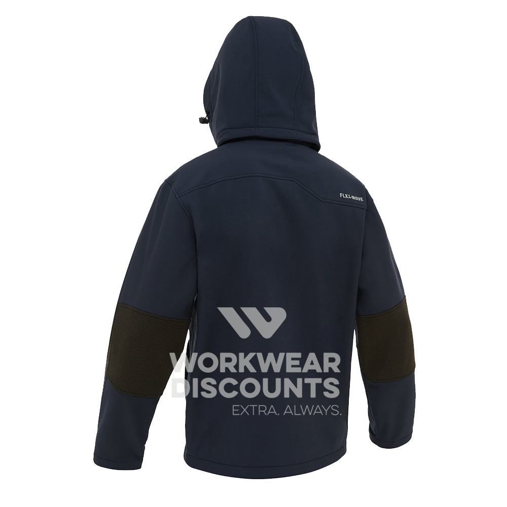 Bisley BJ6570 Hooded Soft Shell Jacket Navy Back Hood Up