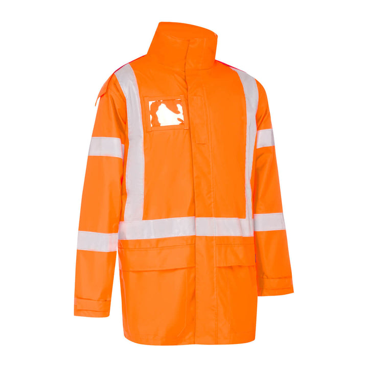 Bisley BJ6968XT Hi Vis Taped Rain Shell Jacket Rail Orange