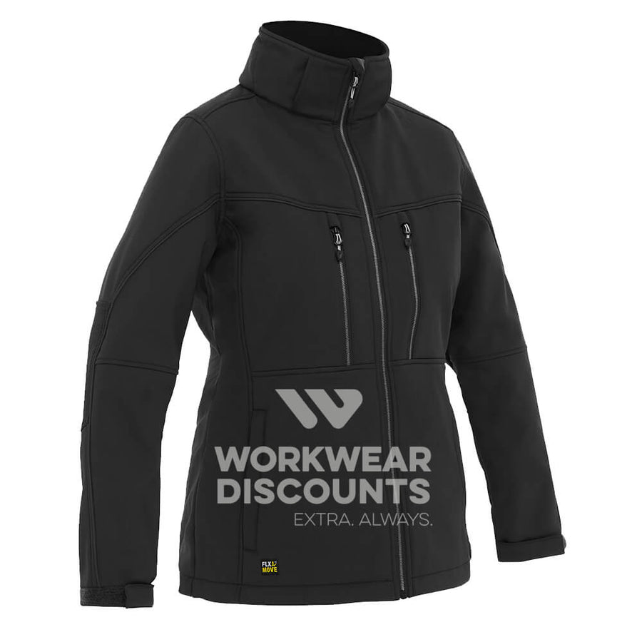 Bisley BJL6570 Womens Hooded Soft Shell Jacket Black Front
