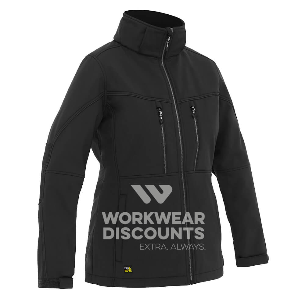 Bisley BJL6570 Womens Hooded Soft Shell Jacket Black Front