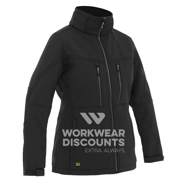 Bisley BJL6570 Womens Hooded Soft Shell Jacket Black Front