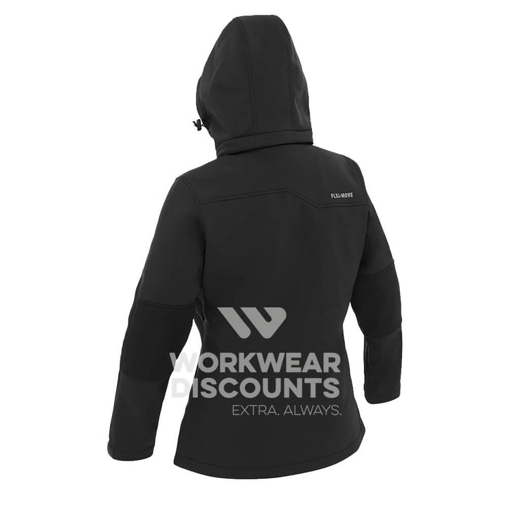 Bisley BJL6570 Womens Hooded Soft Shell Jacket Black Back Hood Up