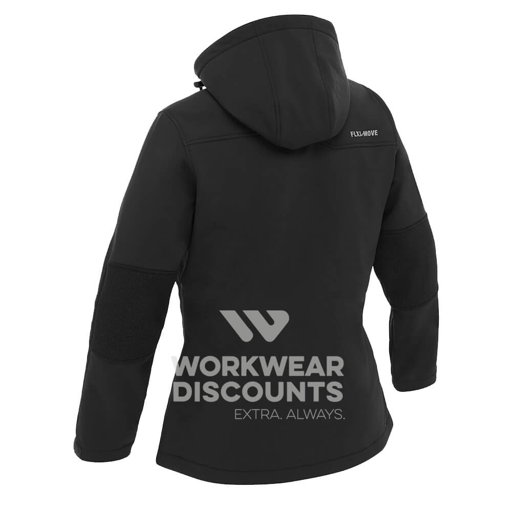 Bisley BJL6570 Womens Hooded Soft Shell Jacket Black Back Hood