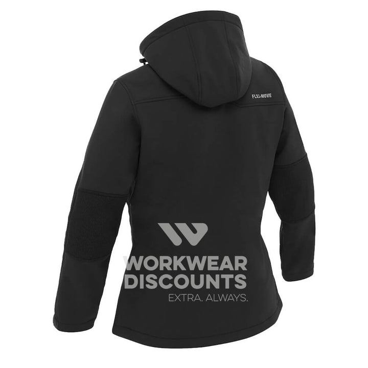 Bisley BJL6570 Womens Hooded Soft Shell Jacket Black Back Hood