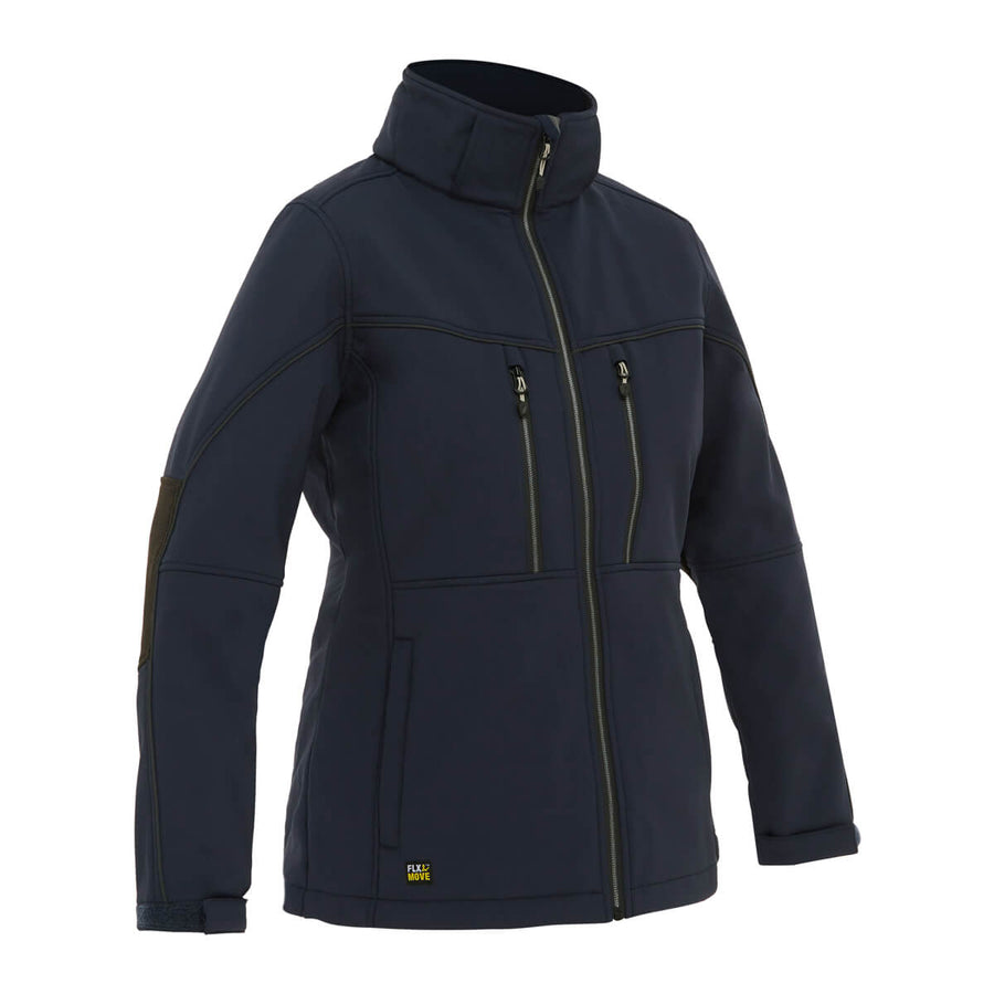 Bisley BJL6570 Womens Hooded Soft Shell Jacket Navy Front