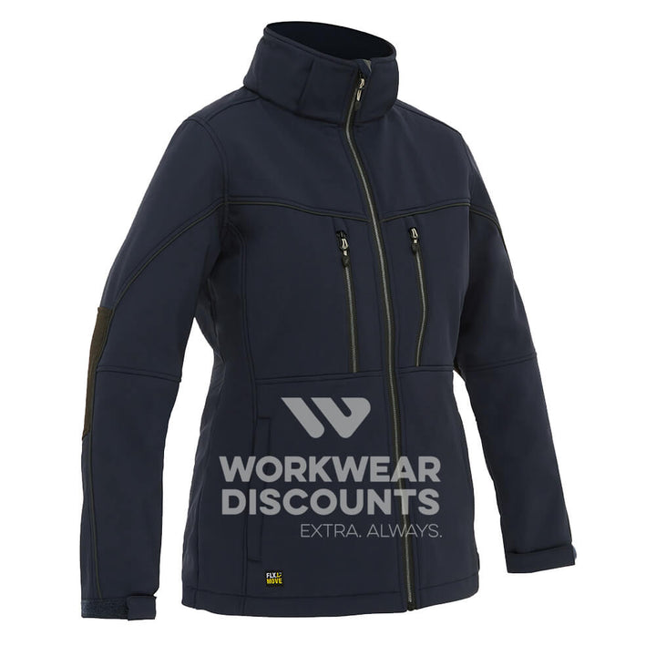 Bisley BJL6570 Womens Hooded Soft Shell Jacket Navy Front