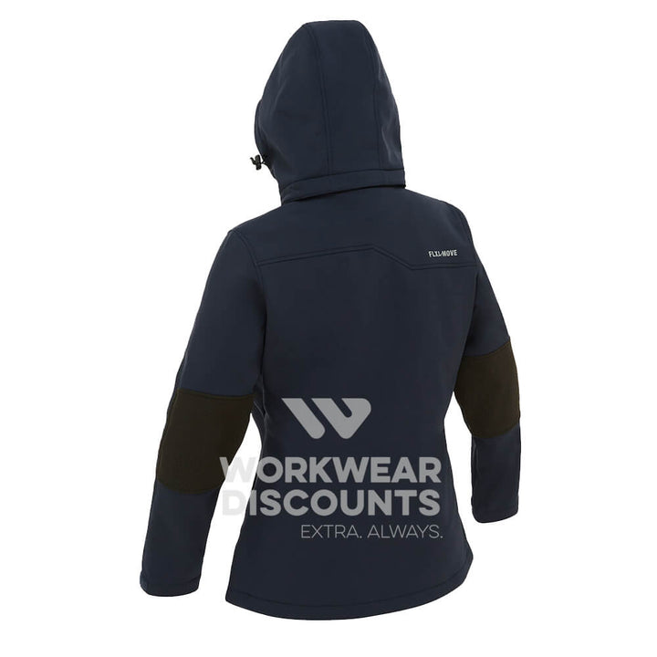 Bisley BJL6570 Womens Hooded Soft Shell Jacket Navy Back Hood Up