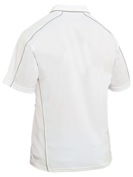 Bisley BK1425 Cool Mesh Polo Shirt with Reflective Piping Short Sleeve White Back