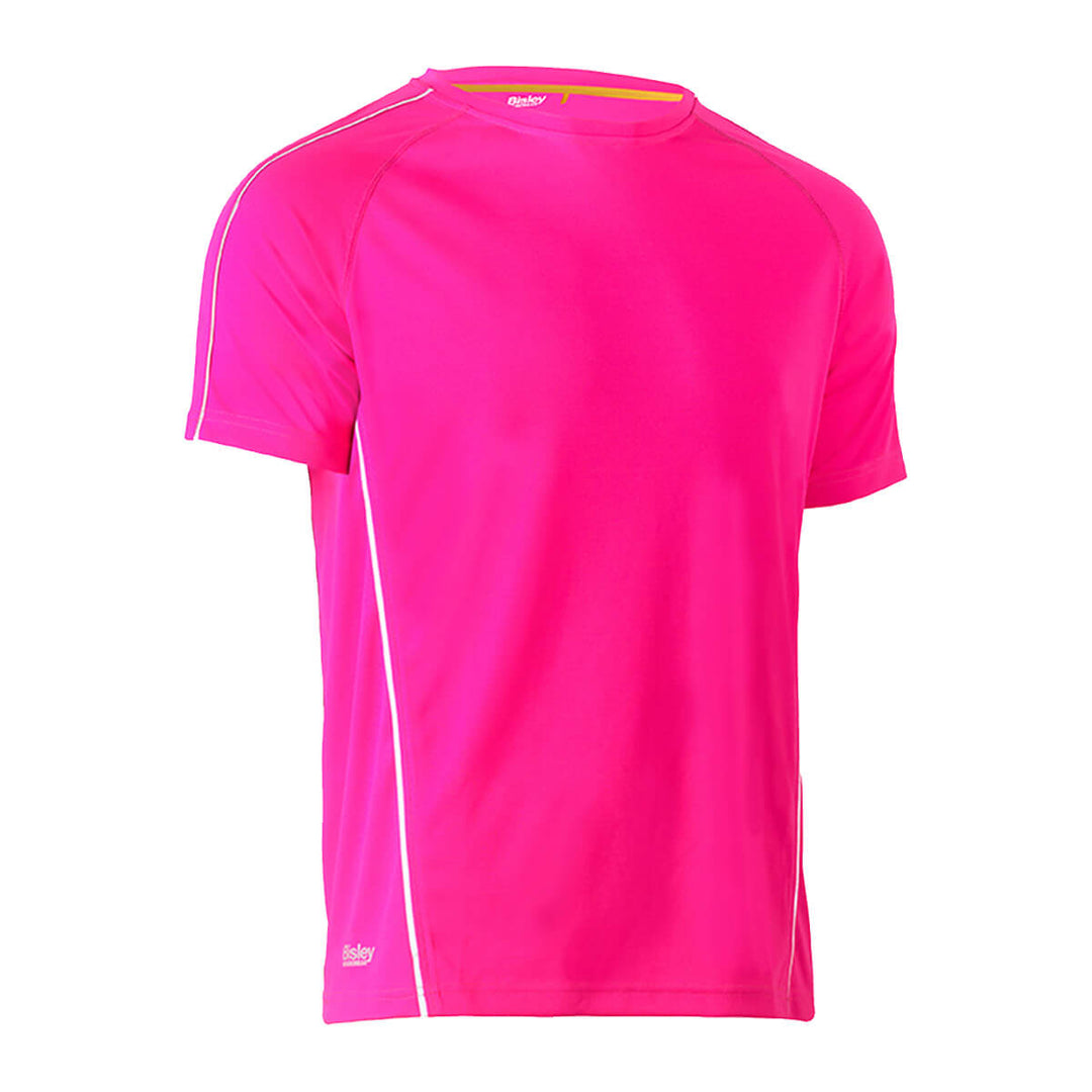 Bisley BK1426 Cool Mesh Tee Shirt with Reflective Piping Short Sleeve Pink Front