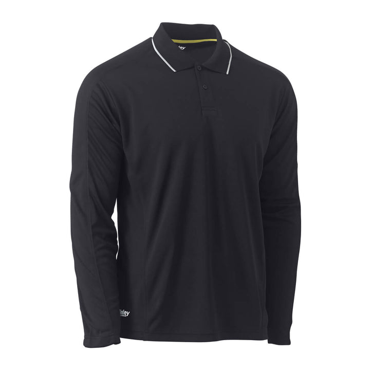Bisley BK6425 Reflective Piping Cool Mesh Polo Shirt Long Sleeve Navy Front