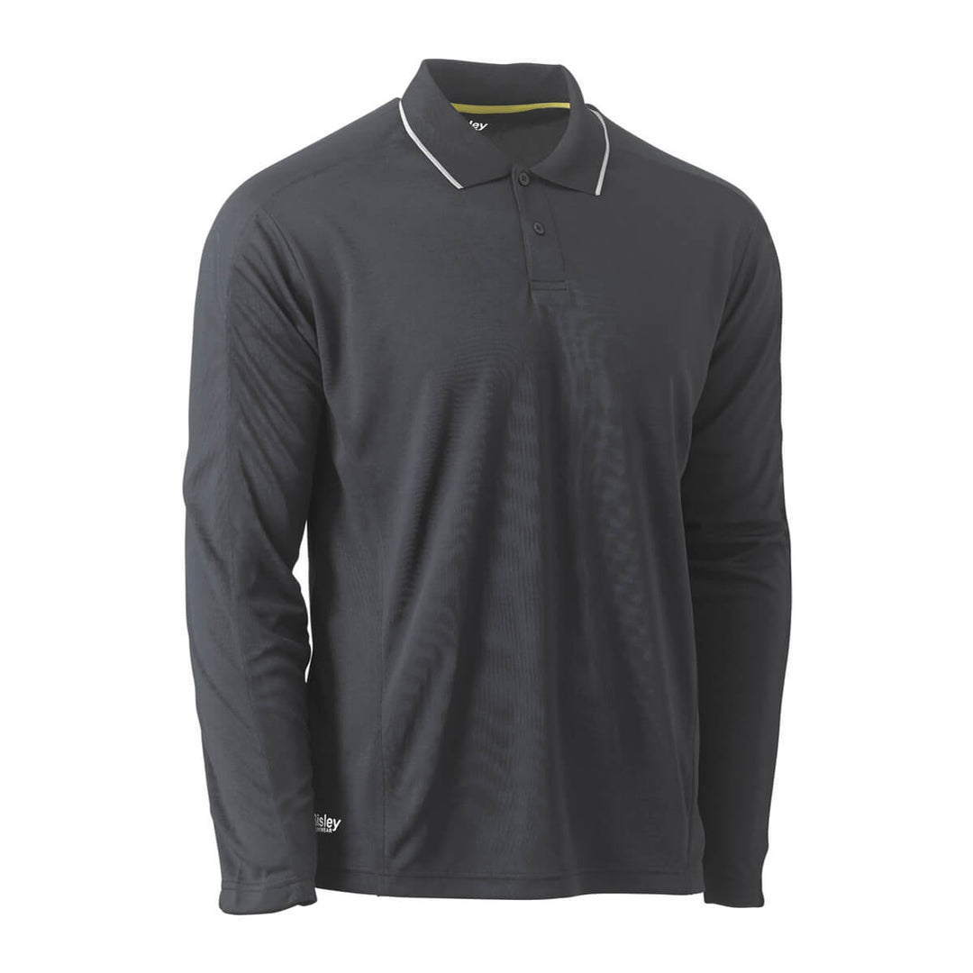 Bisley BK6425 Reflective Piping Cool Mesh Polo Shirt Long Sleeve Navy Front