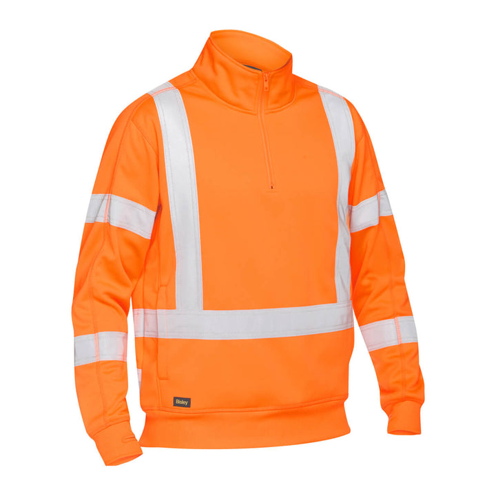 Bisley BK6814XT X-Taped Hi Vis 1/4 Zip Pullover Rail Orange