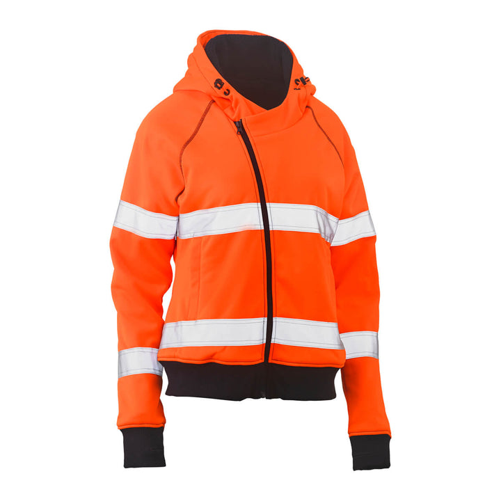Bisley BKL6819T Womens Hi Vis Taped Fleece Hoodie Orange