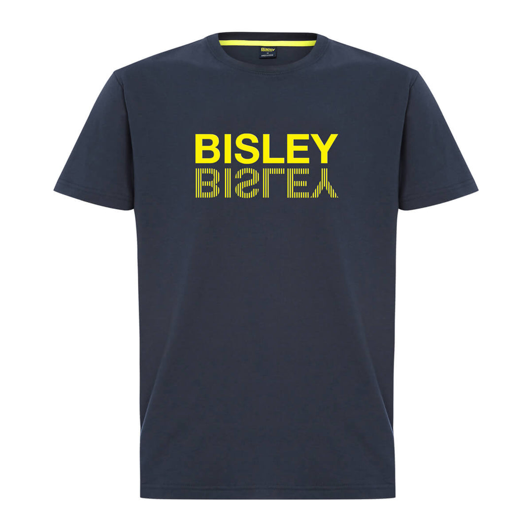 Bisley BKT097 Mens Flipped Logo Tee Short Sleeve Navy Front