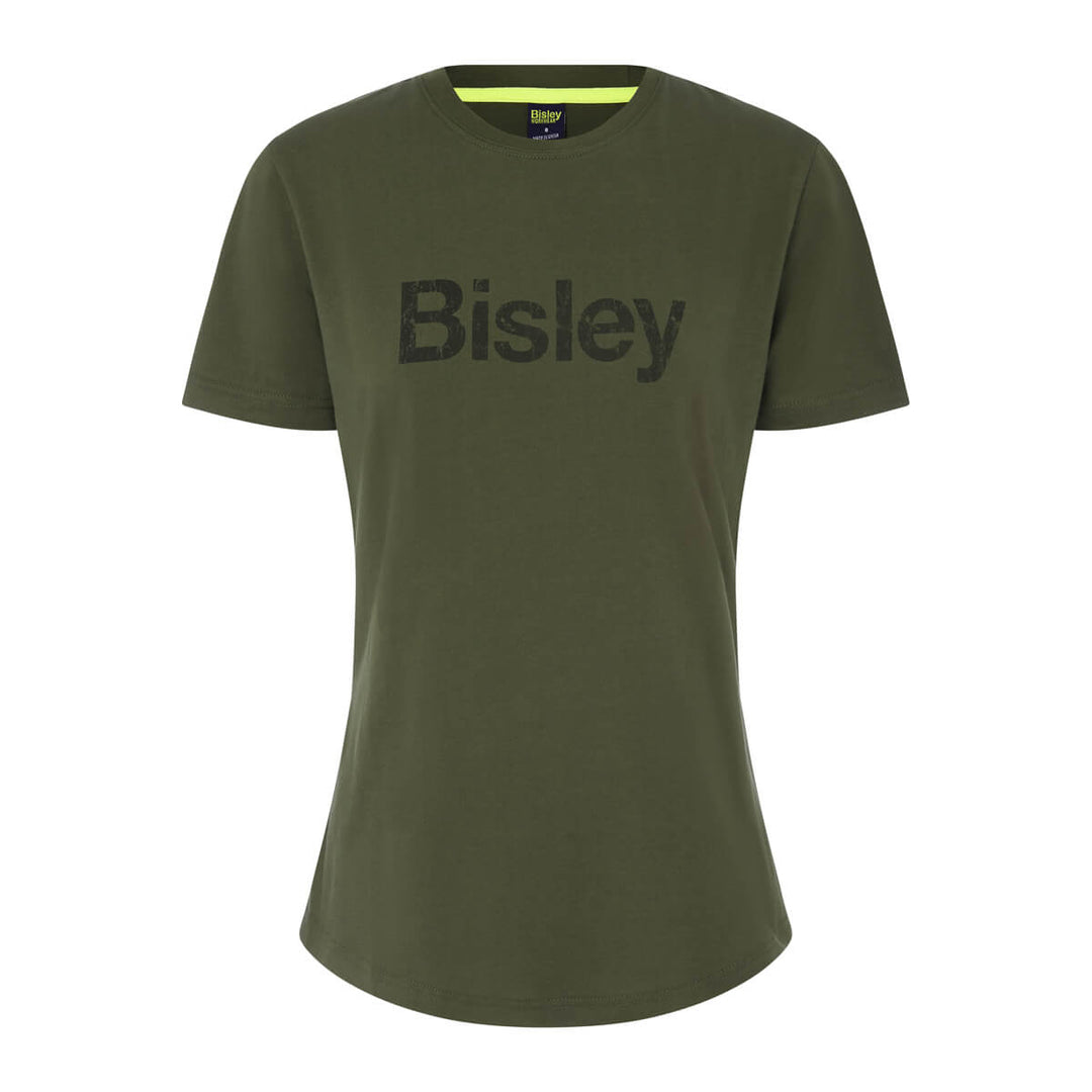Bisley BKTL064 Womens Cotton Logo Tee Short Sleeve Army Green