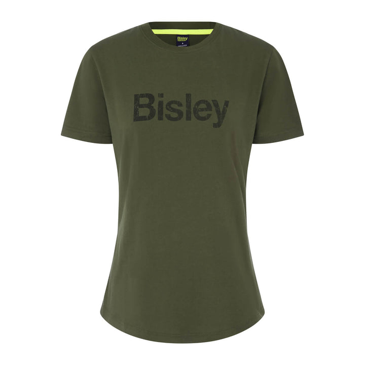 Bisley BKTL064 Womens Cotton Logo Tee Short Sleeve Army Green