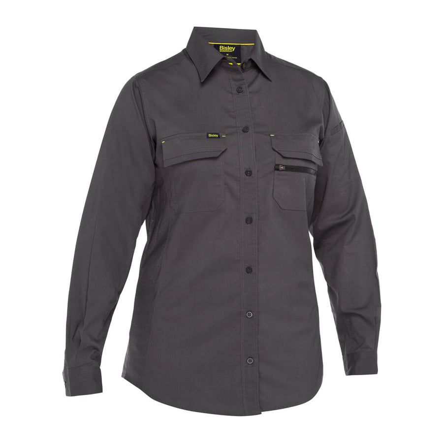 Bisley BL6490 Ladies X Airflow Ripstop Shirt Khaki Front