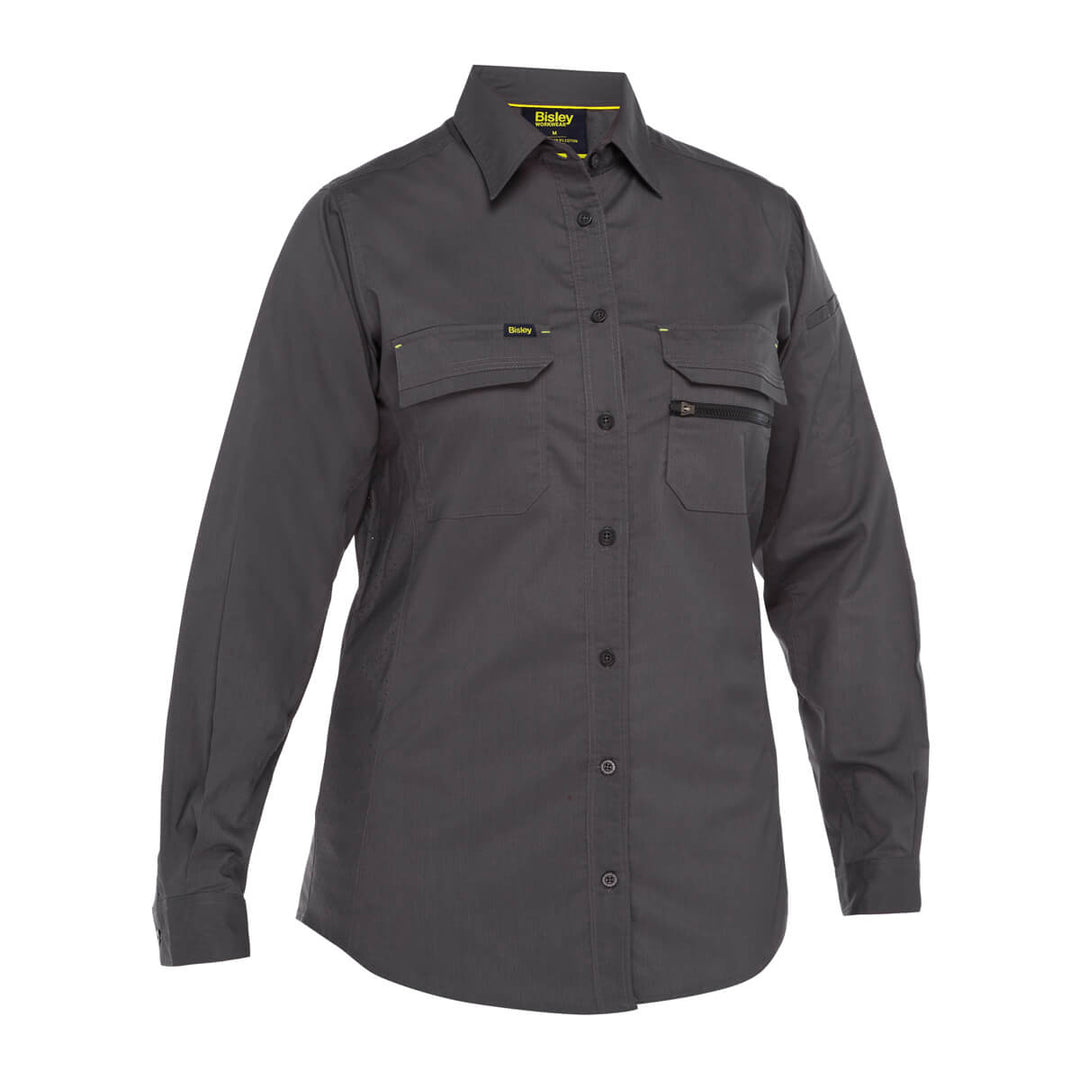 Bisley BL6490 Ladies X Airflow Ripstop Shirt Khaki Front