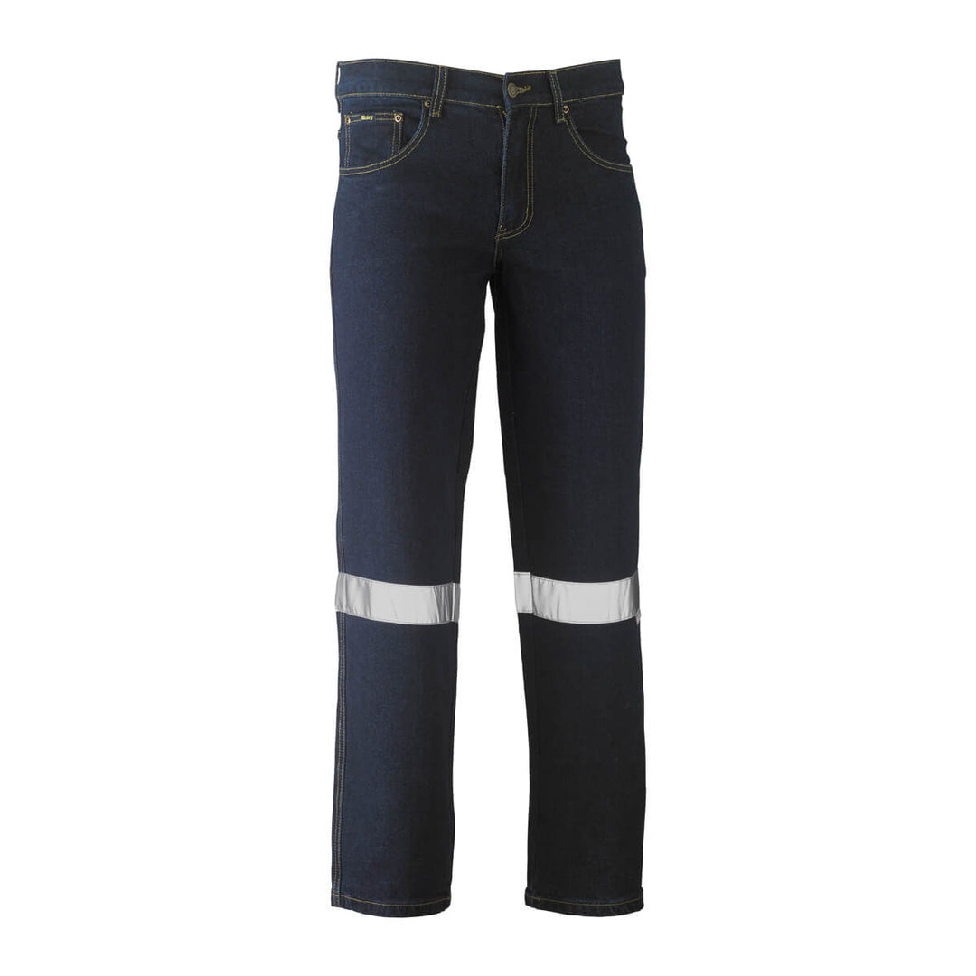 Bisley BP6712T Taped Stretch Denim Jeans Blue Front