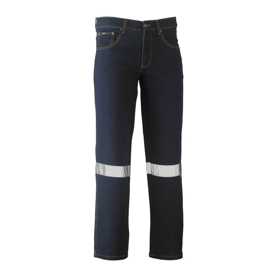 Bisley BP6712T Taped Stretch Denim Jeans Blue Front