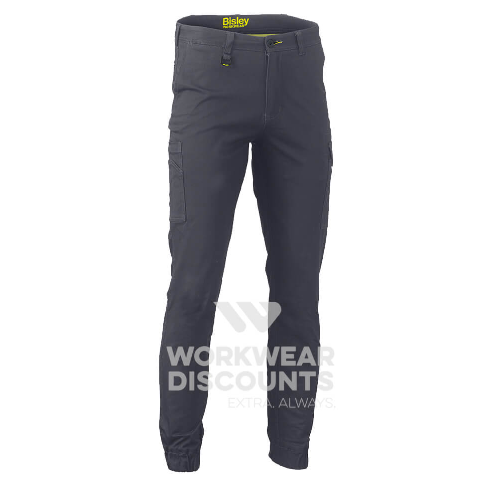 Bisley BPC6028 Stretch Cotton Drill Cargo Cuffed Pants Charcoal Front