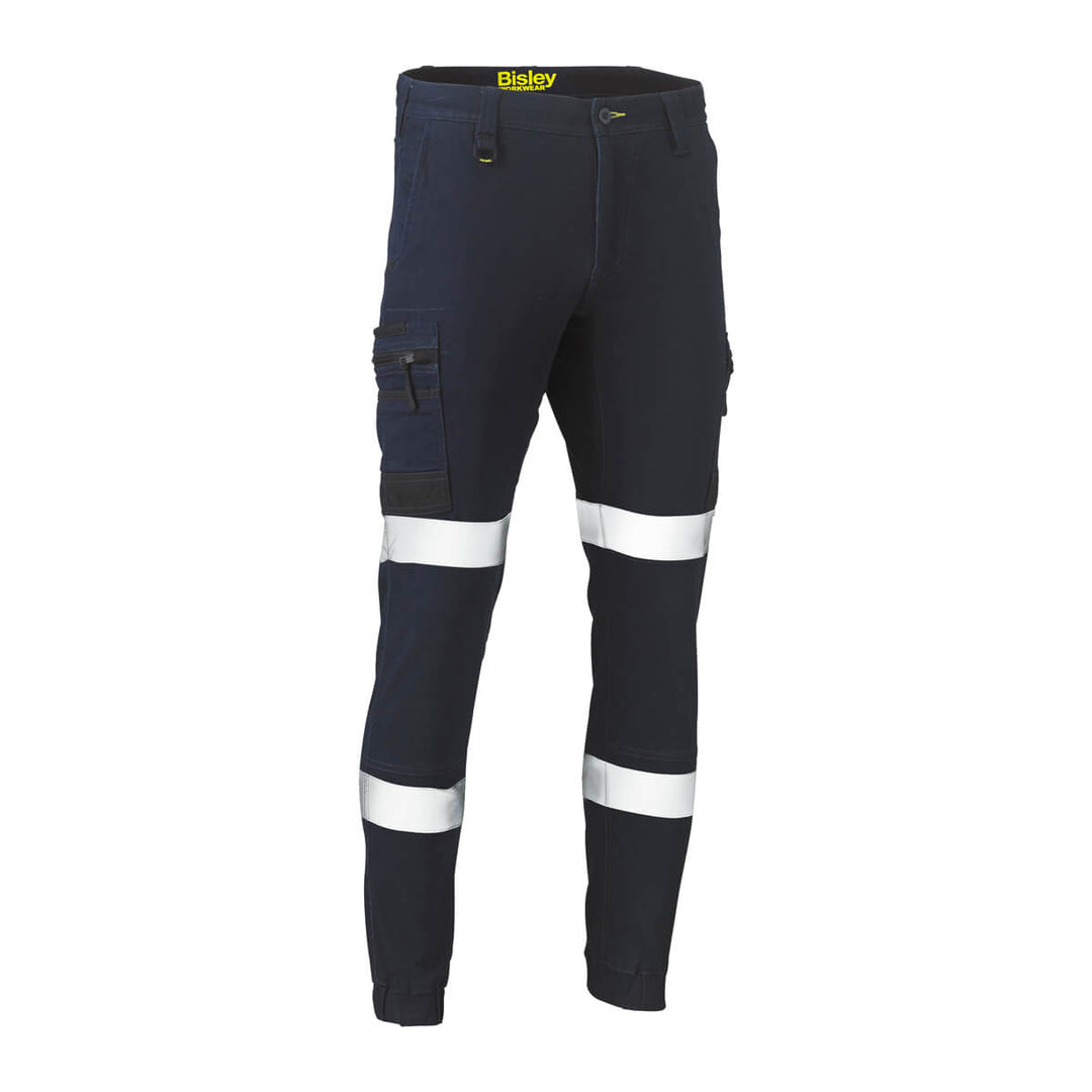 Bisley BPC6335T Taped Flex & Move Stretch Denim Cargo Cuffed Pants Denim Front