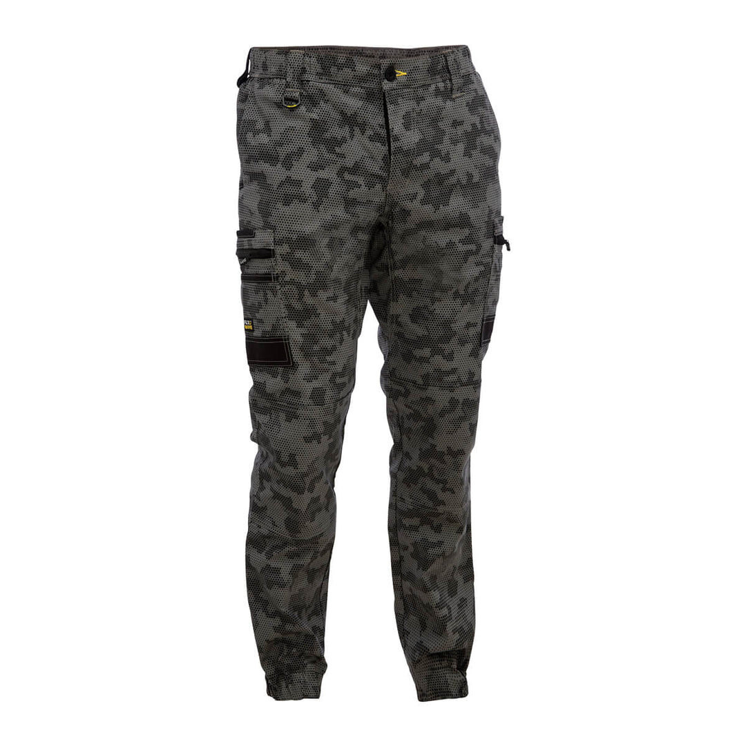 Bisley BPC6337 FLX & Move Stretch Camo Cargo Pants Orange Paint Splatter Front