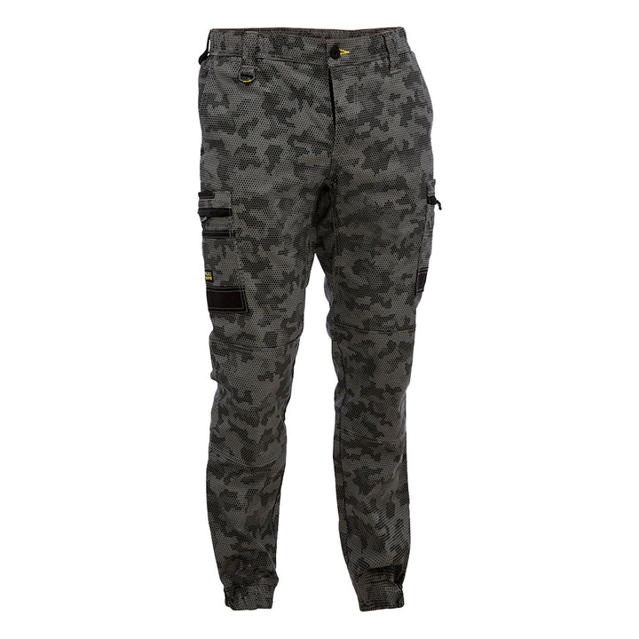 Bisley BPC6337 FLX & Move Stretch Camo Cargo Pants Charcoal Honeycomb Front