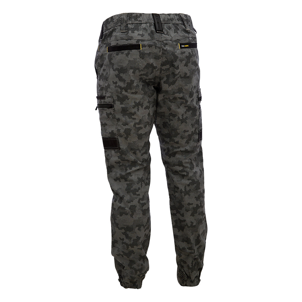 Bisley BPC6337 FLX & Move Stretch Camo Cargo Pants Charcoal Honeycomb Back