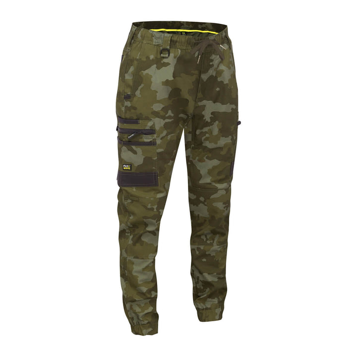 Bisley BPC6337 FLX & Move Stretch Camo Cargo Pants Orange Paint Splatter Front