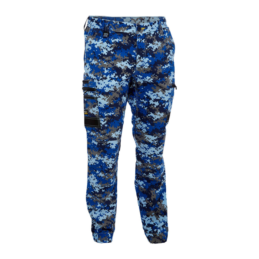 Bisley BPC6337 FLX & Move Stretch Camo Cargo Pants Orange Paint Splatter Front