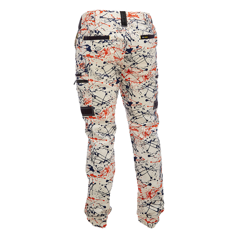 Bisley BPC6337 FLX & Move Stretch Camo Cargo Pants Orange Paint Splatter Back