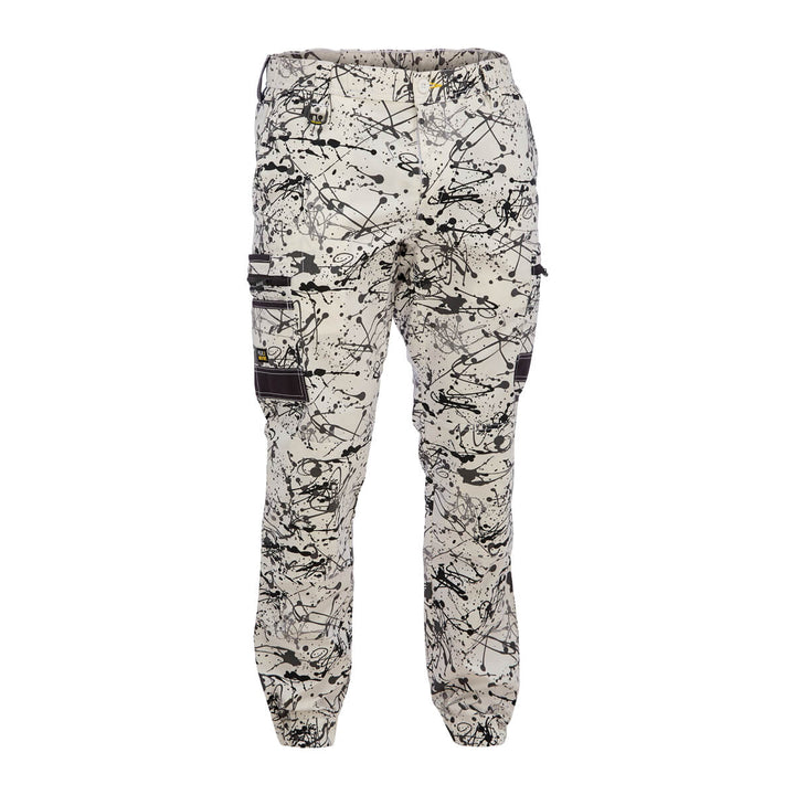 Bisley BPC6337 FLX & Move Stretch Camo Cargo Pants Orange Paint Splatter Front
