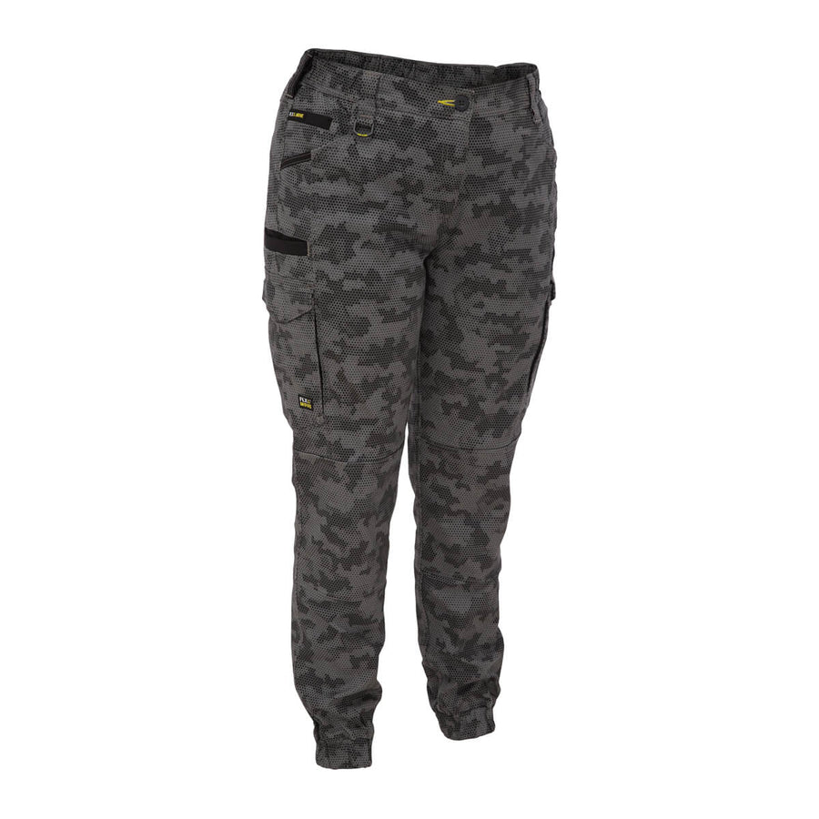 Bisley BPCL6337 Women's Flx & Move Stretch Camo Cargo Pants - Limited Edition Charcoal Camo Front