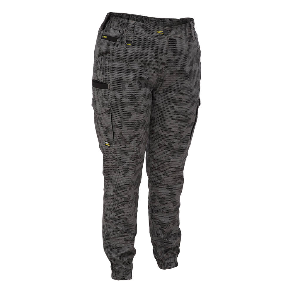 Bisley BPCL6337 Women's Flx & Move Stretch Camo Cargo Pants - Limited Edition Charcoal Honeycomb Front