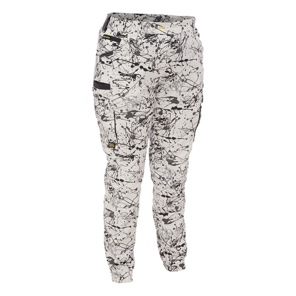 Bisley BPCL6337 Women's Flx & Move Stretch Camo Cargo Pants - Limited Edition Grey Paint Splatter Front