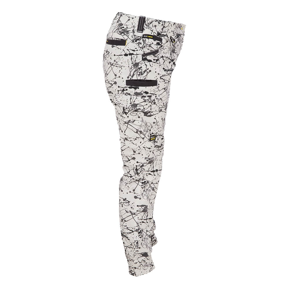 Bisley BPCL6337 Women's Flx & Move Stretch Camo Cargo Pants - Limited Edition Grey Paint Splatter Side