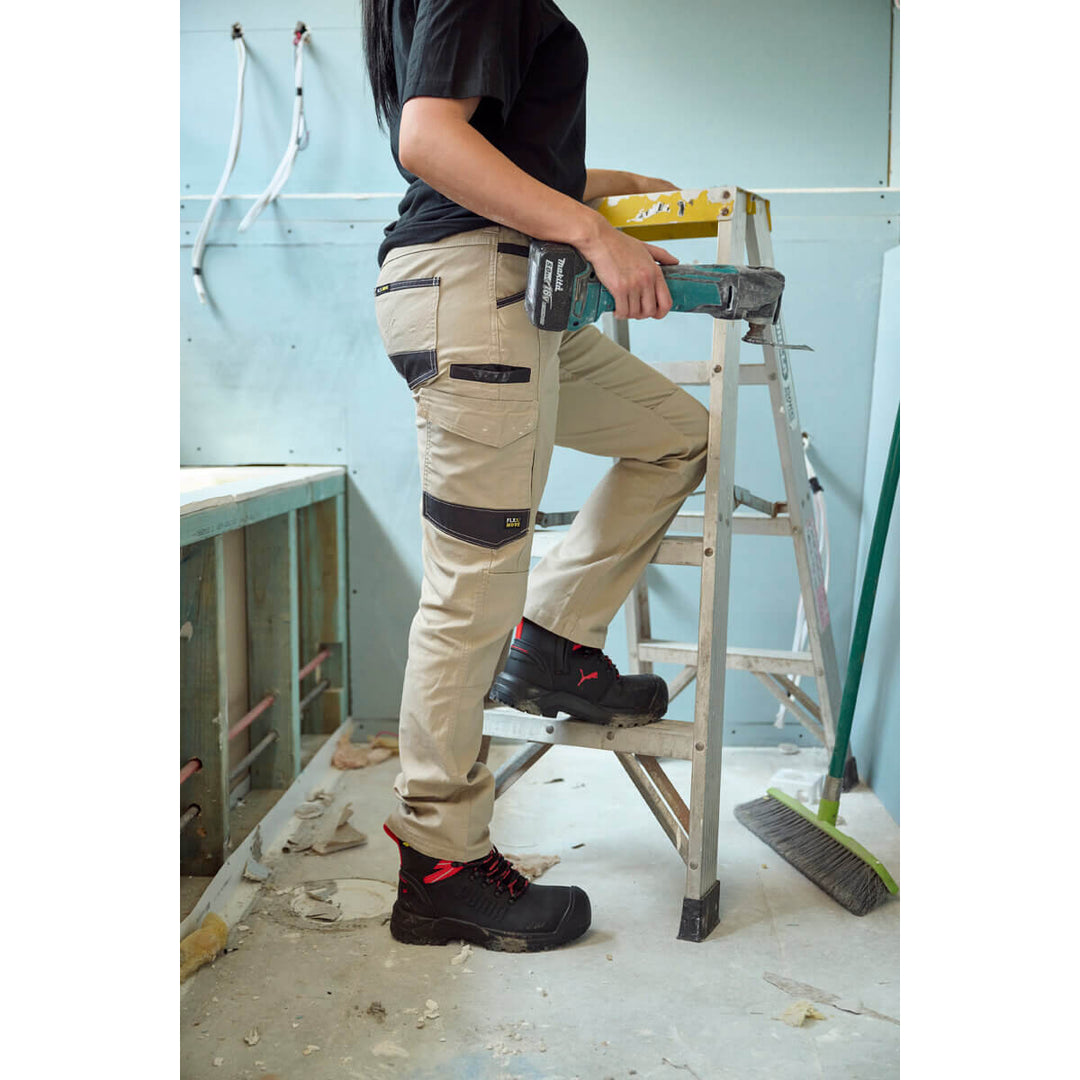 Bisley BPCL6338 Women's Flx & Move Stretch Canvas Elastic Waist Cargo Pants Stone