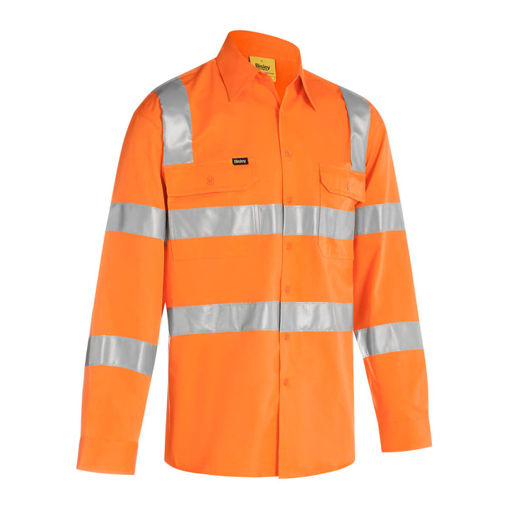 Bisley BS6016T Hi Vis Taped Bio-Motion Shirt Long Sleeve Rail Orange
