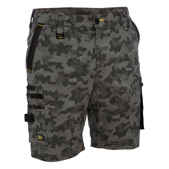 Bisley BSHC1337 Canvas Camo Cargo Short - Limited Edition Charcoal Honeycomb Front
